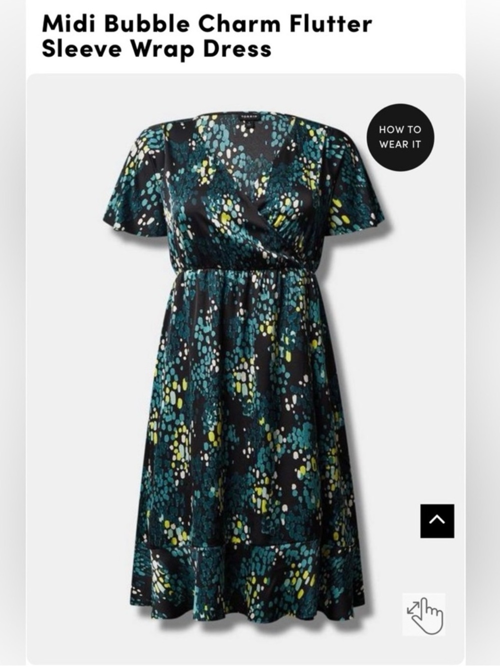 Plus Torrid Size 1 Midi Bubble Charm Flutter Sleeve Wrap Dress with Pockets